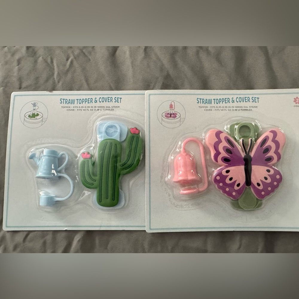 Cactus and Butterfly Straw Topper & Cover Set